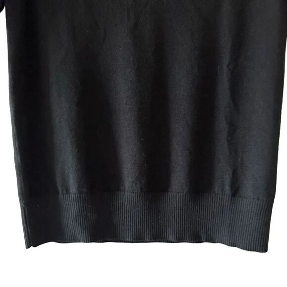 Paloma Black Merino Wool Crewneck Soft Luxury Short Sleeves Knit Top SZ MP #2050 - Picture 3 of 11